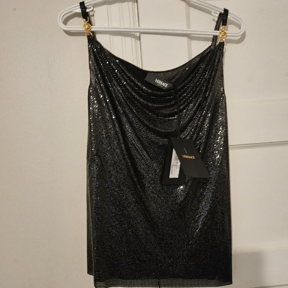 Versace Black Metallic Mesh Dress - Picture 2 of 7